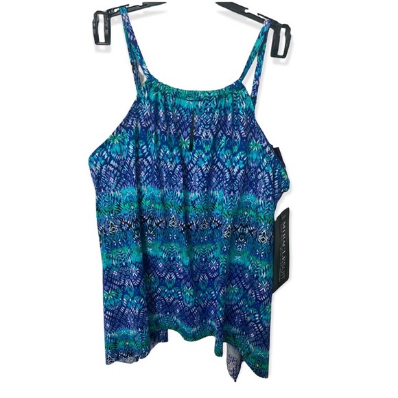 NWT MIRACLESUIT Blue Abstract Keyhole Tankini Top. Size 10 - Picture 2 of 4